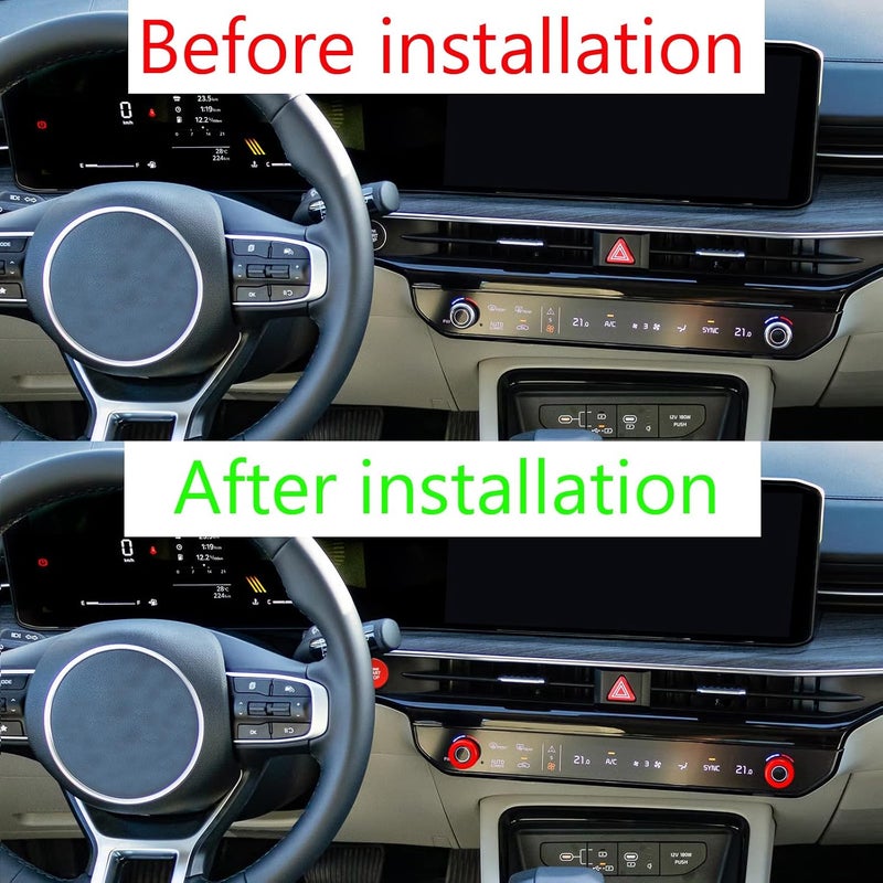HDUFC for Kia Carnival/Carnival Hybrid/K5/Niro/Sorento/Sportage Interior Package, Push-Button Start, air Conditioning Control knob Cover, 3-Piece Set (red) - Image 4